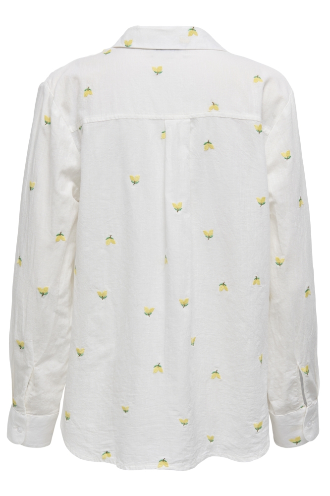 JDYKIMIE L/S EMBR SHIRT WVN DIA 15351431 CLOUD DANCER/LEMON